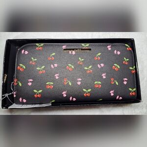 Aldo Black Wallet with Cherry Pattern